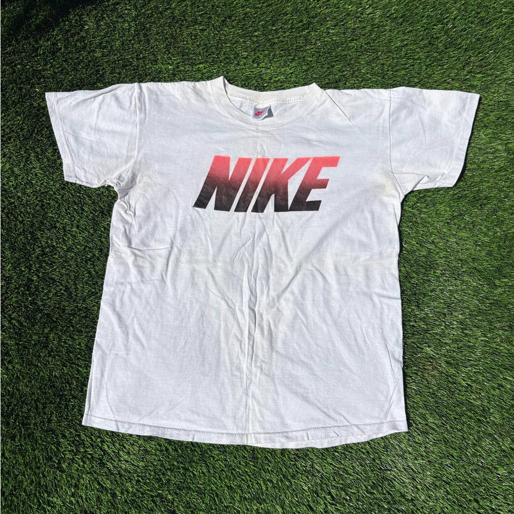 Nike White T-Shirt with Red Logo Tag